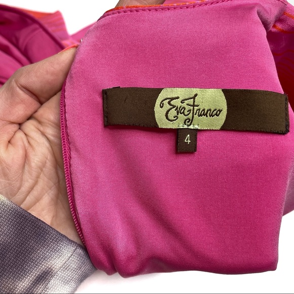 Anthropologie Eva Franco Striped Sheath Dress Orange Pink Sleeveless Size 4 - Picture 9 of 11